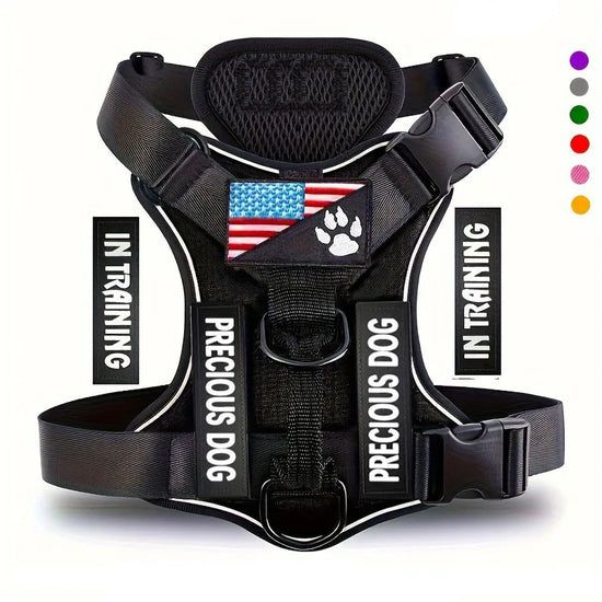 Service Dog Harness, Reflective Dog Vest Harness with 5 PCS Patches, Adjustable Soft Oxford Pet Harness, Inner Layer Mesh, Easy