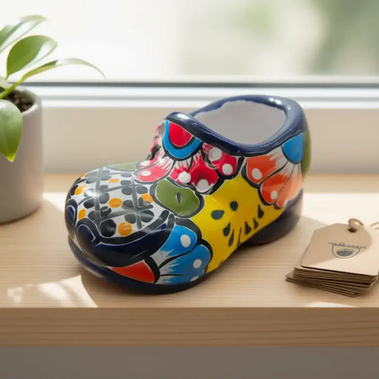 Vibrant Talavera Shoe Planter | Handmade Mexican Pottery